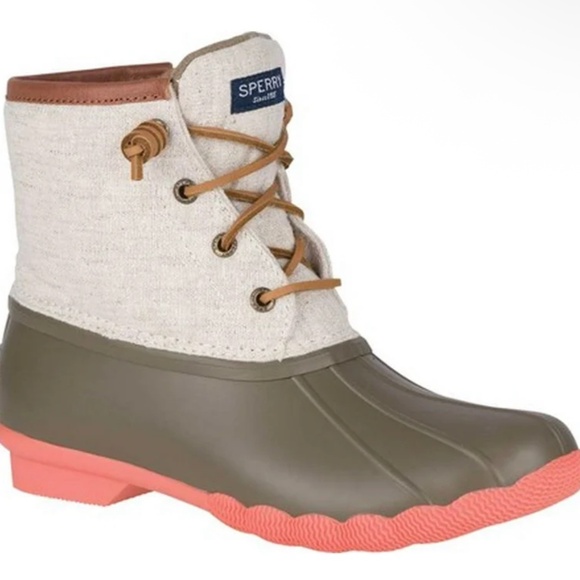 Womens Pink and Gray Sperry Duck Boots - Picture 4 of 4